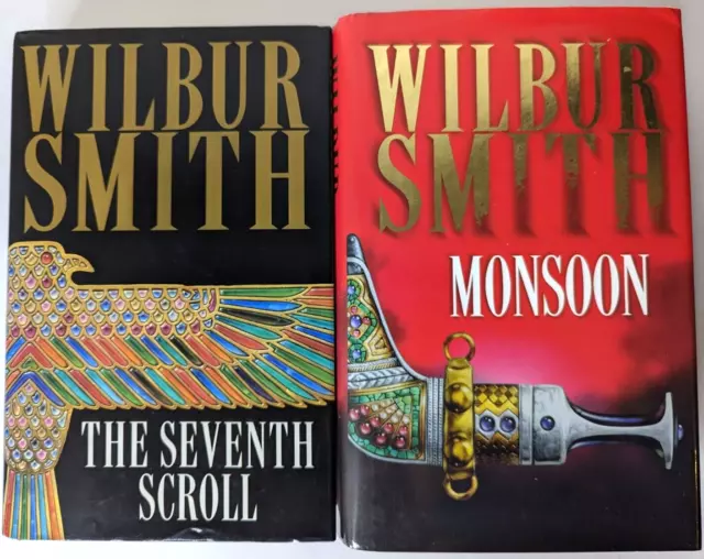 2 x Wilbur Smith Novels - The Seventh Scroll and Monsoon - Hardcover Books