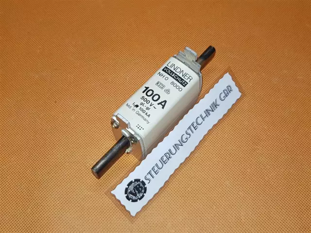 2 X LINDNER Vollschutz Nh-Sicherungen NH0-8000/500V - 100A