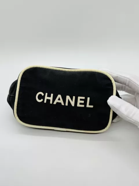 Chanel Beaute Sparkling Gold/Black Cosmetic Makeup Pouch/Clutch