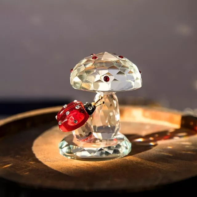 Crystal Mushroom Paperweight Figurine Transparent with Gift Box for Home Decor