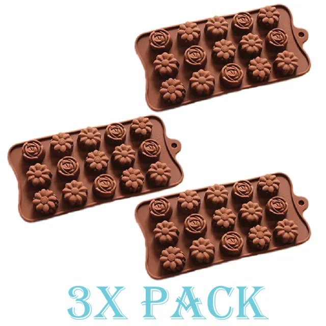 Set 3 Pack Silicone Rose & camellia Flower Mold candy Ice cube Chocolate Soap