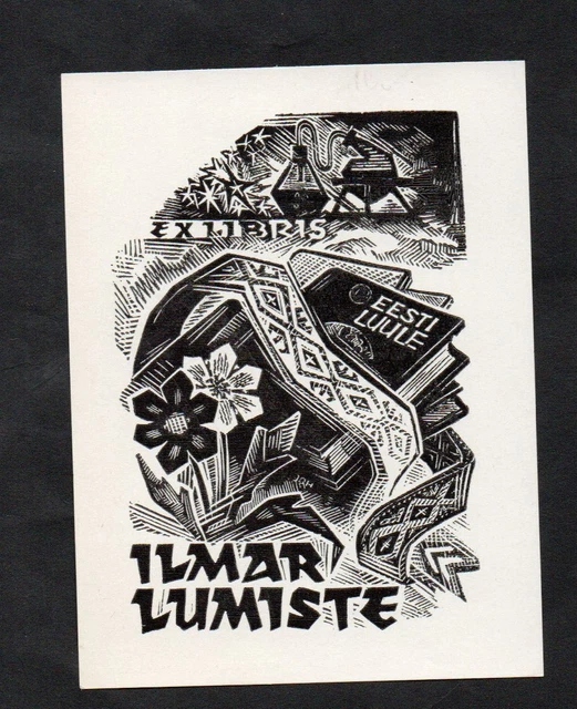 Exlibris für Ilmar Lumiste / Buch book flowers Blumen