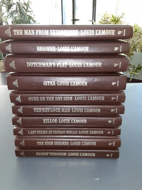 10 Louis L'Amour vintage LEATHERETTE western COWBOY hardbacks UNREAD nice!