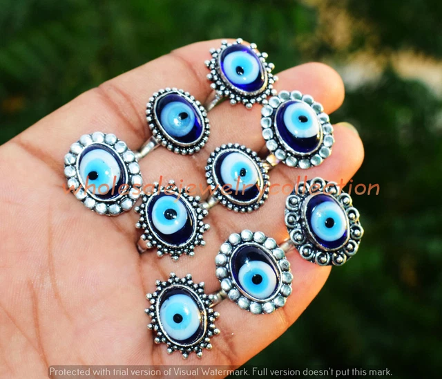 Evil Eye Gemstone Ring Wholesale 1pcs Lots Handmade Ethnic Jewelry RWJC-3921