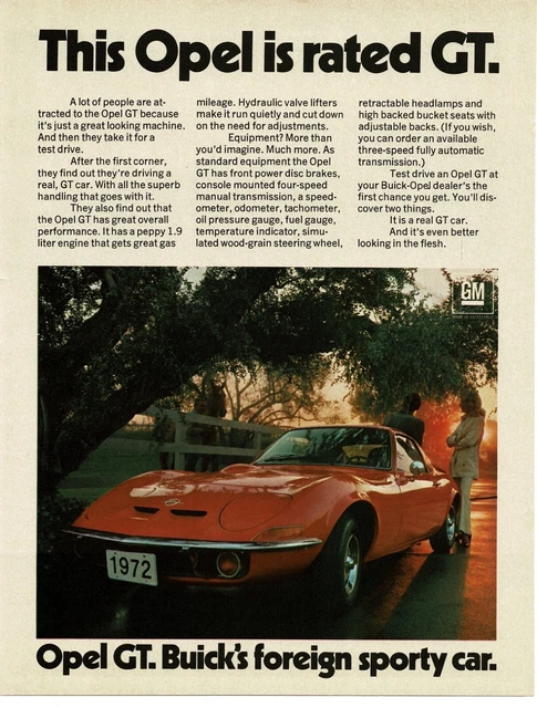 1971 BUICK Opel GT red Vintage Print Ad