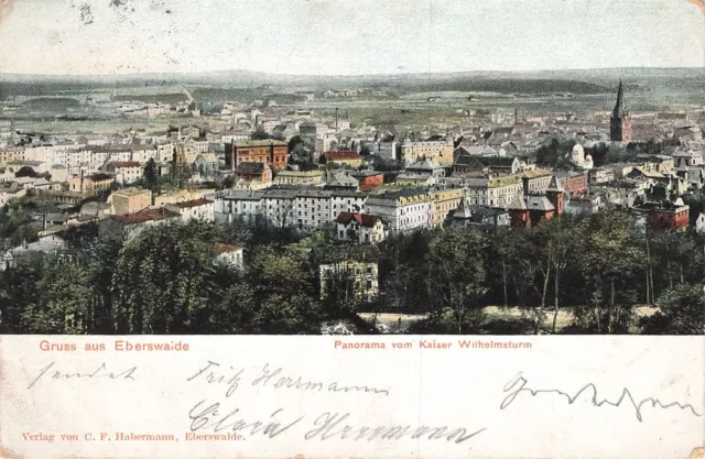 684557) AK Panorama auf Eberswalde vom Kaiser Wilhelmsturm gelaufen 1904