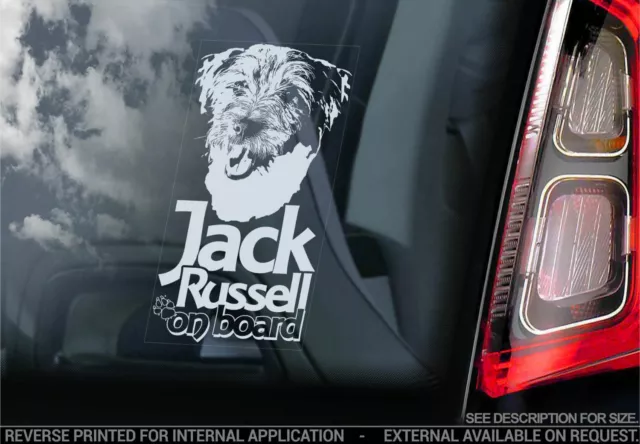 Jack Russel Terrier Car Sticker - Dog On Board Bumper Window Decal Sign Gift V08