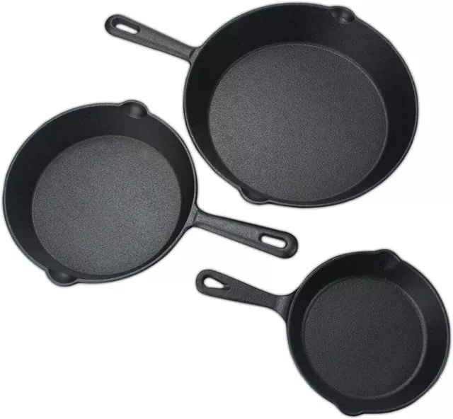 Utopia Kitchen Pre-Seasoned Non-stick Cast Iron Skillet Set 3-Piece (6"- 8"-10") 2