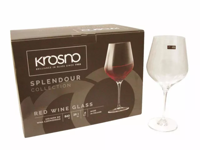 (36386) Lote 6 Copas Cristal Transparente Vino Tinto 860Ml Krosno Avant Garde