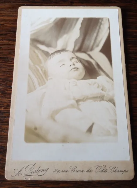 Identified Post Mortem Victorian cabinet photo Child French Andre Abhial?  1894