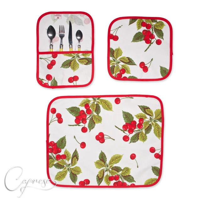 Set de 6 Sous-Verres, Bois et Metal
