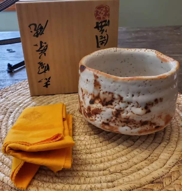 Japanese Shino  Chawan Tea Bowl by Shukai Kagami