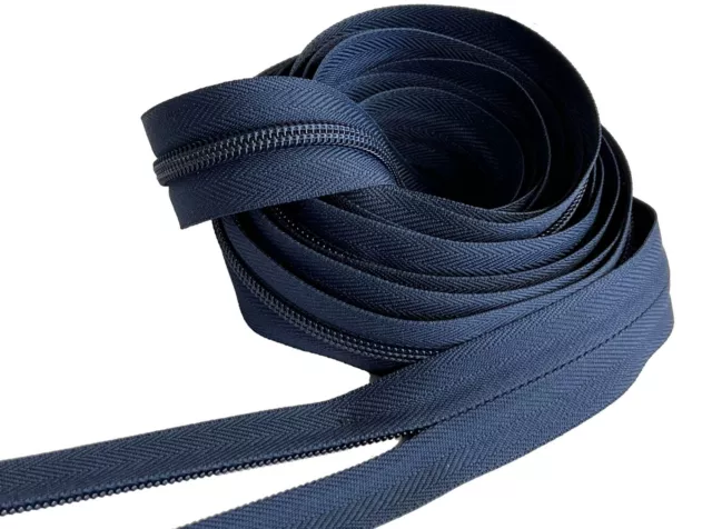 Continuous Zipper YKK #5 Invisible Nylon Coil by The Yard Make-A-Zipper NAVY