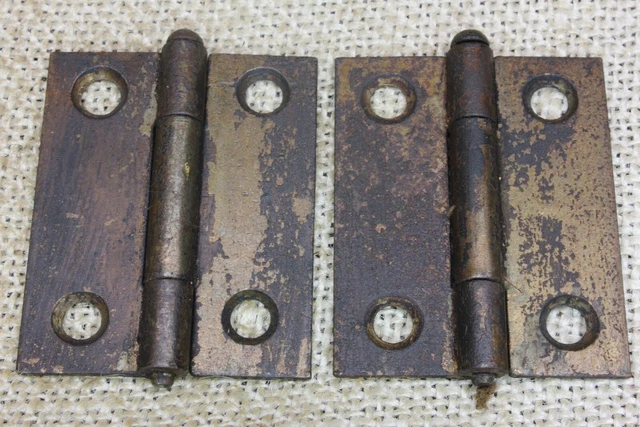 2 Old Cabinet Door Hinges Interior Shutter Rustic Brass 1 1/2 X 2 Removable Pin
