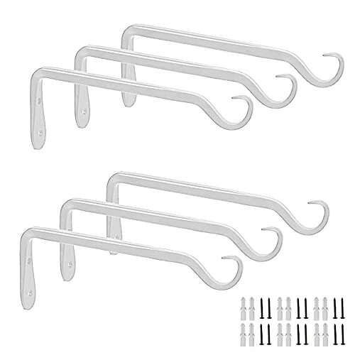 Garden 6 Pack 7&quote; Plant Hanger Bracket Wrought Iron Wall Hook Hang...