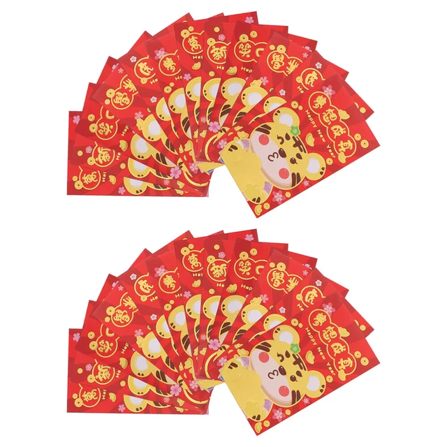 60 Pcs Lucky Money Pocket Year The Tiger Cartoon Red Envelope Tuba Gifts Packet