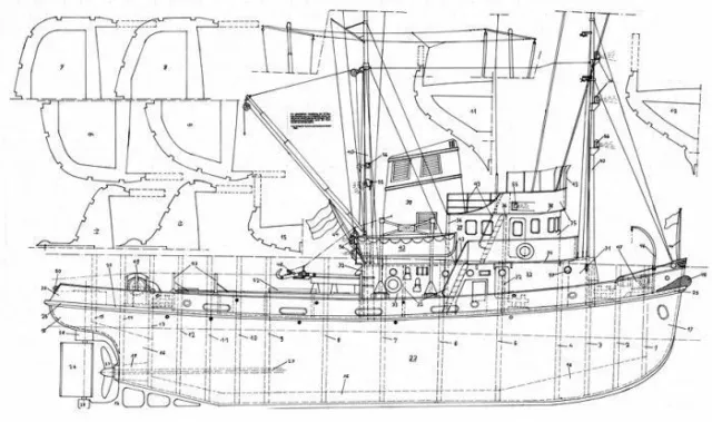 Bauplan W. Th. Stratmann Modellbauplan Schlepper Schiffsmodell