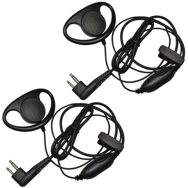 2-Pack HQRP D Shape Earpiece Hands Free Headset Mic for Motorola Radio Devices