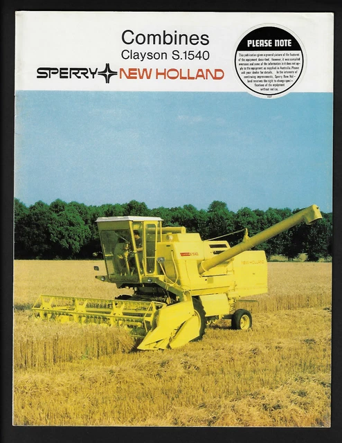 Sperry New Holland Clayson S.1540 Combine Harvester 14 Page Brochure