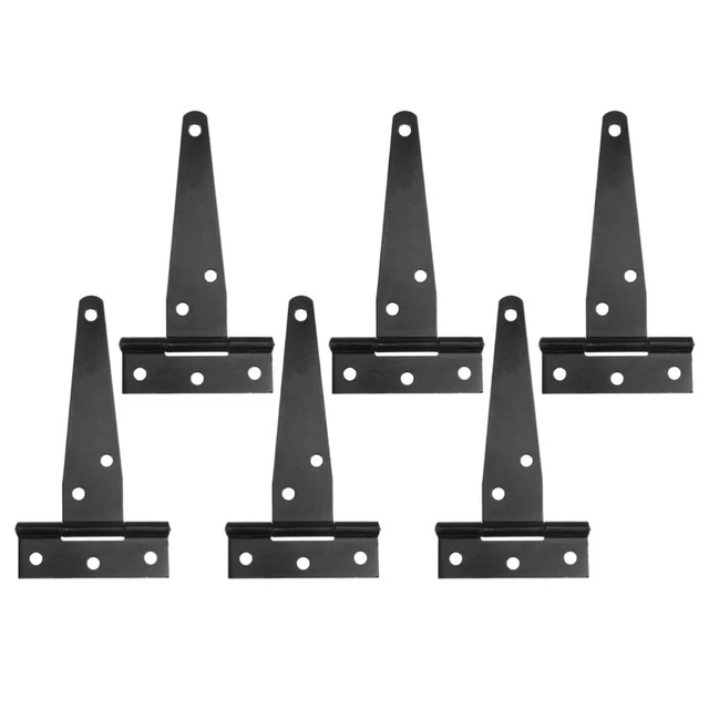 6Pcs 6inch T-Strap Shed Hinge Heavy Duty Hinge Door Barn Gates Hinges (Black)