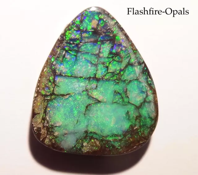 20,0ct SELTENER GEM HOLZ- OPAL Grün-Gold   Kathedral- Pattern  FLASHFIRE-OPALS