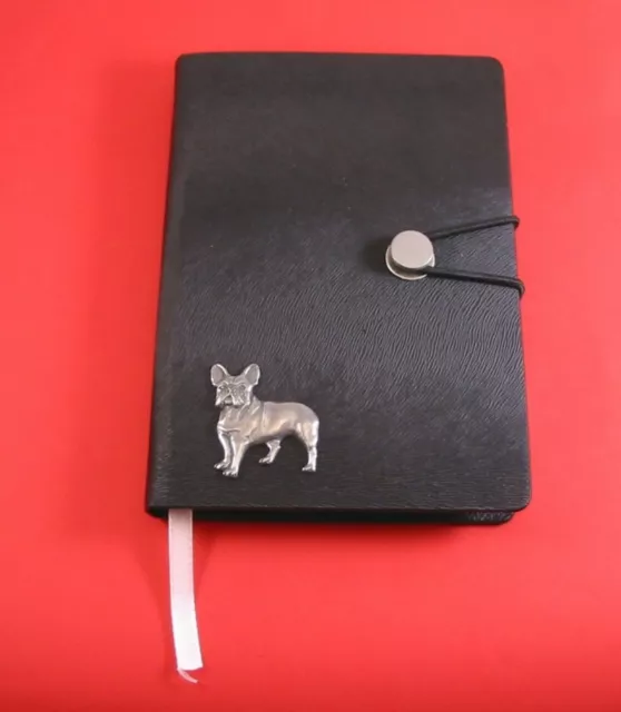 French Bulldog Motif A6 Black Notebook Journal Pet Dog Xmas French Bulldog Gift