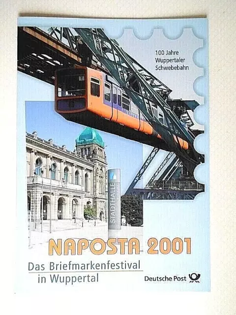 Beleg Faltblatt BRD 2001 Schwebebahn Wuppertal Mi.Nr.2171 Dreierstreifen FDC St.