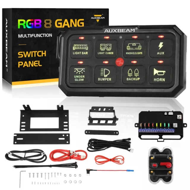 AUXBEAM XL Series RGB 8 Gang Switch Panel Relay For Can-Am Polaris RZR ATV UTV