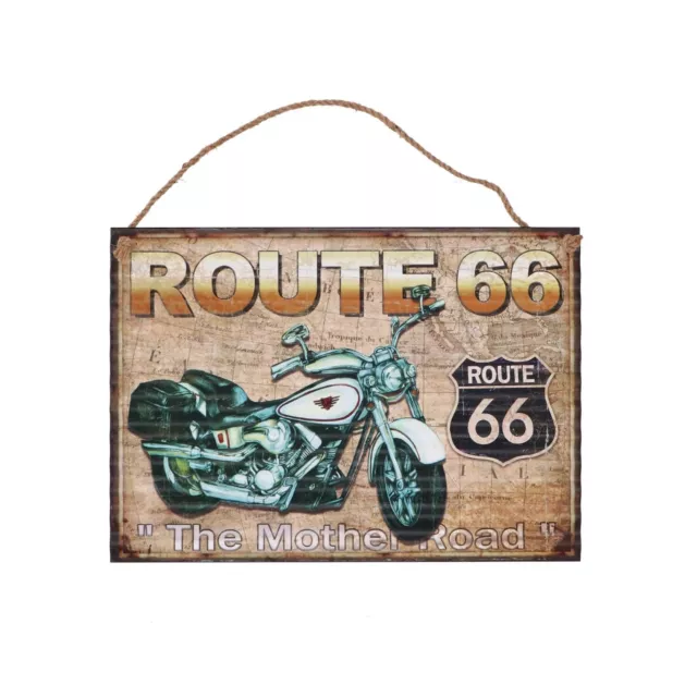 Placa en Lata para BAR Pub para Colgar Con Escritura Route 66 Estilo Vintage