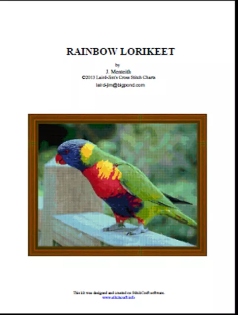 RAINBOW LORIKEET - cross stitch chart