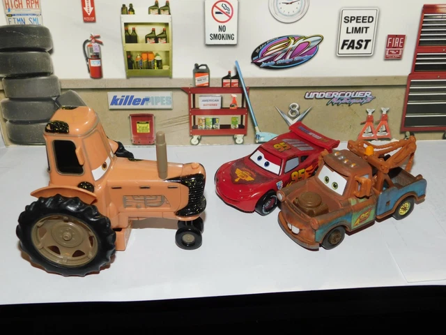 DISNEY PIXAR CARS Lightning McQueen Tractor Tip & Toot W/ Mater Lot of ...
