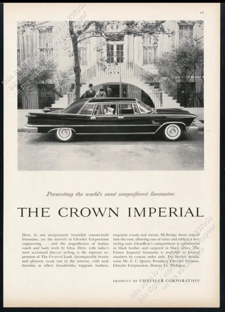1958 Chrysler Crown Imperial limousine limo by Ghia photo vintage print ad