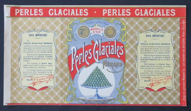 Grande ancienne étiquette PERLES GLACIALES NERAND Art Nouveau Jugendstil label