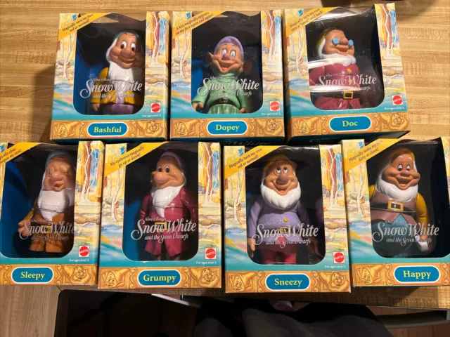 All 7 1992 DISNEY SNOW WHITE & SEVEN DWARFS Figures NEW in Boxes