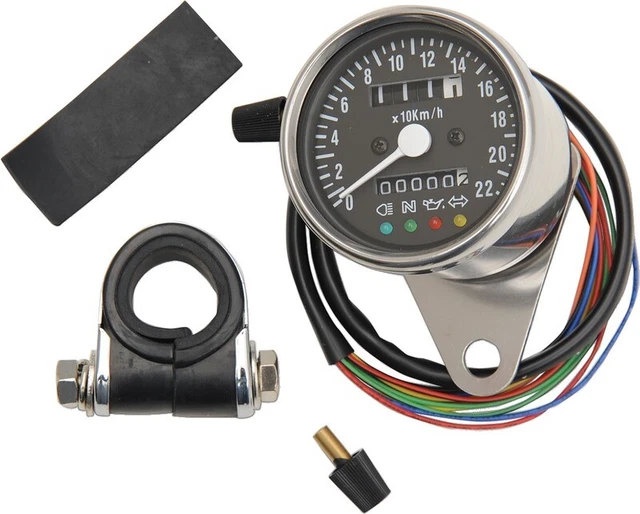 Drag Specialties 2.4" MPH Mini Mechanical Speedometer with LED Indicators -