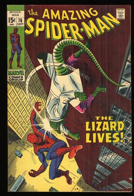 Amazing Spider-Man #76 VF- 7.5 Lizard Human Torch Appearance! Marvel 1969