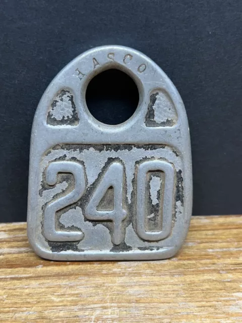 Number 240 Cattle Tag Vintage Numbered Keychain Tag Large Metal Cow Tag Fob Farm