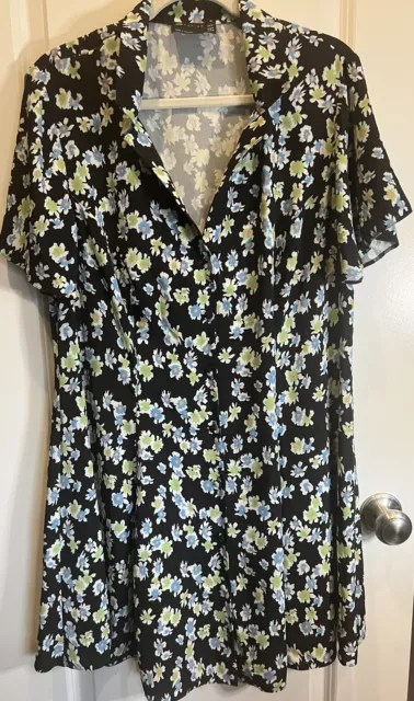 ASOS Design Curve Women’s Dress Blue Floral Print Short Sleeve - Size 14