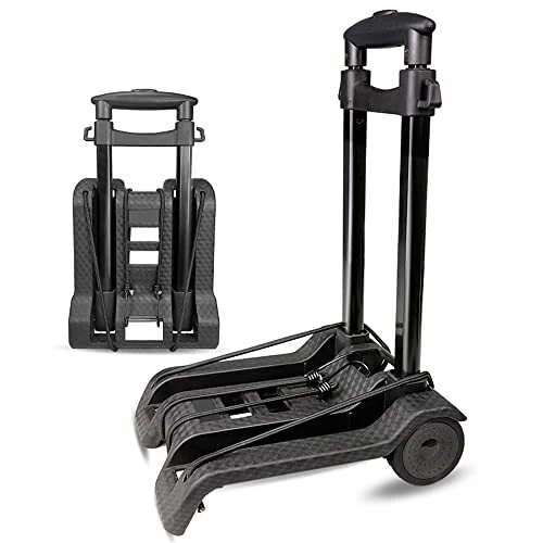 Folding Luggage Cart with 2 Elastic Ropes, 77 lbs Portable Hand Truck, 2