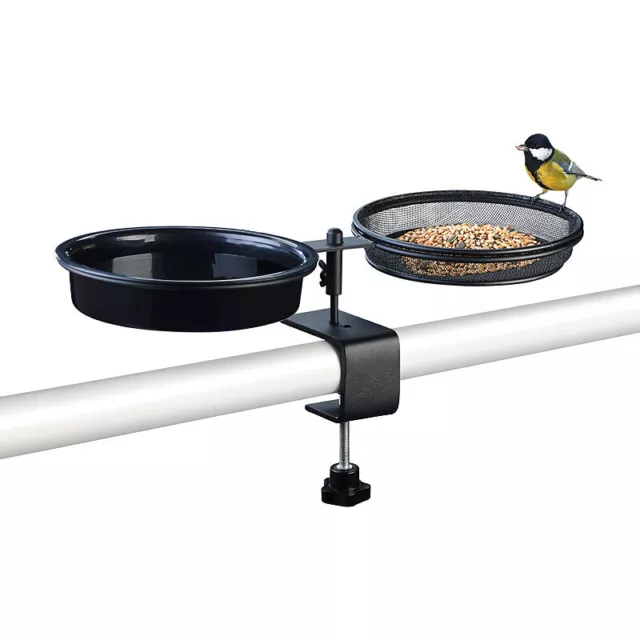 Royal Gardineer 2in1-Vogeltränke und Futterstation mit Klemmhalterung