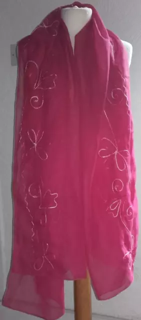 Beautiful Stylish Cerise Pink Chiffon Sheer Scarf By Summet Shop 41" x 72"