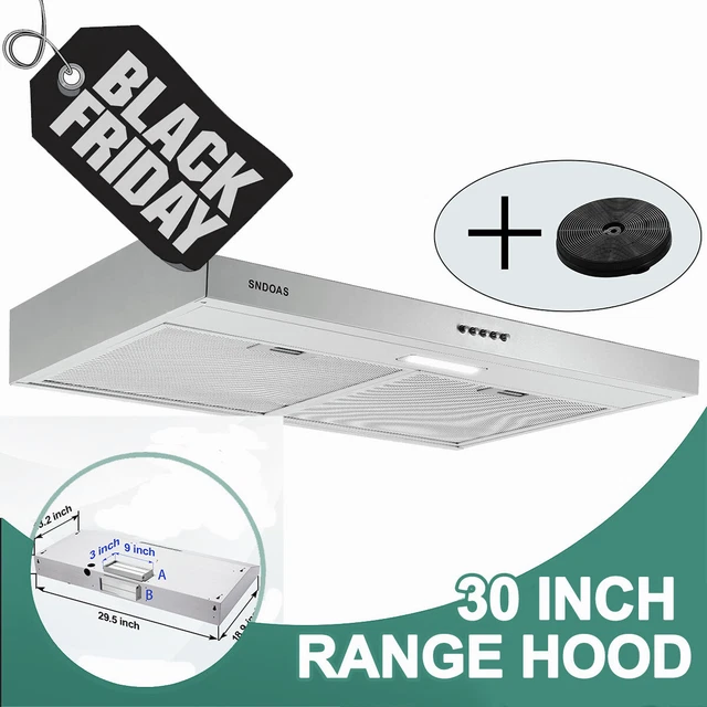 30 INCH UNDER Range Hood 230CFM Ducted/Ductless with Carbon