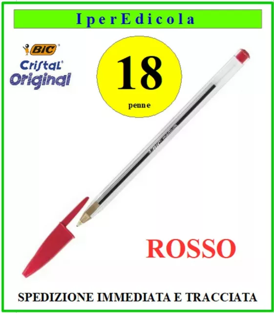 18 PENNE PENNA bic rosse cristal a sfera biro per scuola ufficio con  inchiostro EUR 5,99 - PicClick IT