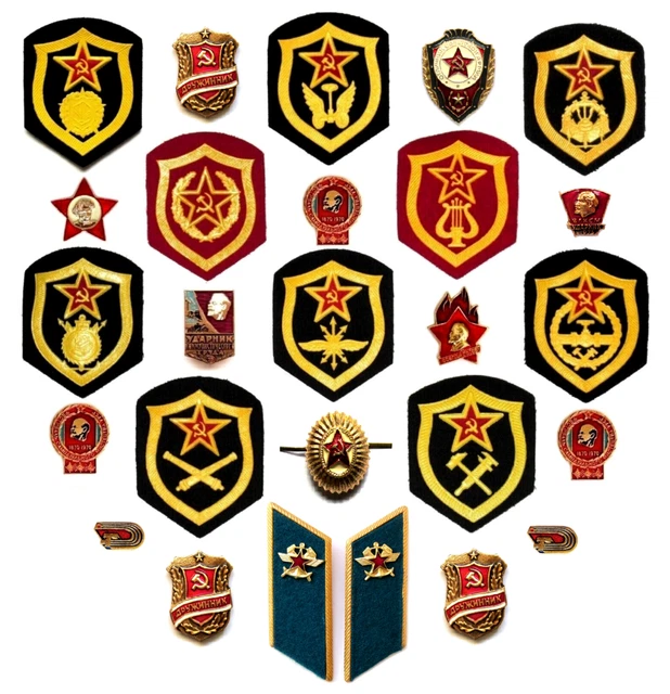 LOT D'INSIGNES D'ÉPINGLE originaux Lénine, insignes militaires de l ...