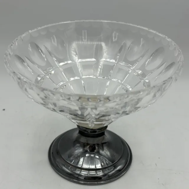 Hawkes Cut Glass Sterling Silver Small Pedestal Bowl Compote 28 PWTS. *Chip*