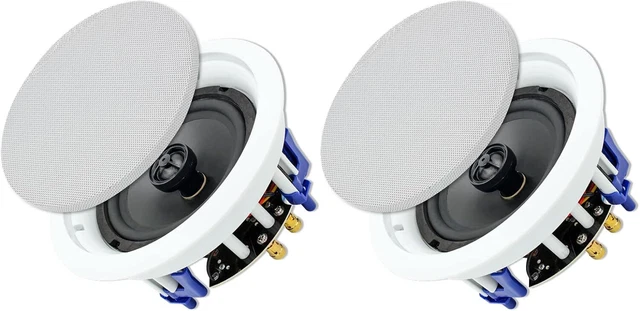 Vaiyer 8-Pack 6.5 Inch In-Ceiling/In-Wall Speakers - 200W, 8 Ohm, 2-Way With Titanium Tweeter, Flush Mount