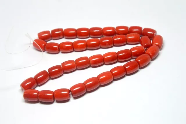 VINTAGE RED CORAL Olive Beads Bead Necklace $19.99 - PicClick