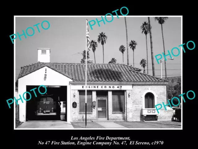 OLD PHOTO LOS ANGELES FIRE DEPARTMENT LAFD No 47 STATION EL SERENO c1970