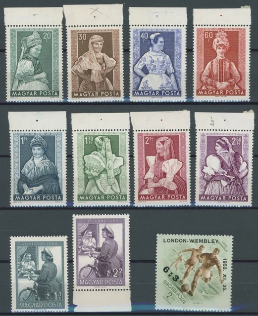 UNGARN 1953, Volkstrachten, Tag der Briefmarke, Fußball-Nationalmannschaft,