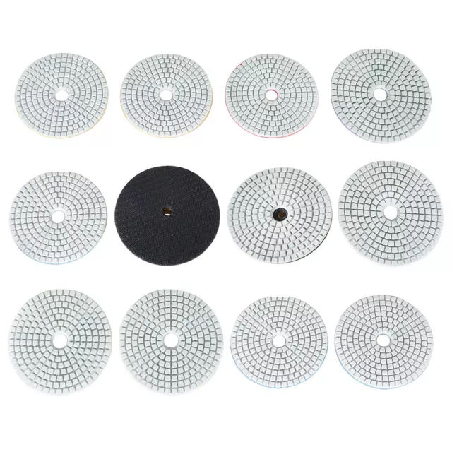 LABLT 12PCS Diamond Polishing Pads Wet Dry 4" Kit For Granite Concrete Marble